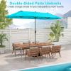 imageGiantex 13ft Large Patio Umbrella with Base DoubleSided Outdoor Umbrella with Crank Handle Umbrella Base Stand with 2 Sandbags 12 Metal Ribs Market Umbrellas for Garden Poolside DeckTurquoise