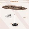 imageGiantex 13ft Large Patio Umbrella with Base DoubleSided Outdoor Umbrella with Crank Handle Umbrella Base Stand with 2 Sandbags 12 Metal Ribs Market Umbrellas for Garden Poolside DeckTan