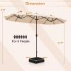 imageGiantex 13ft Large Patio Umbrella with Base DoubleSided Outdoor Umbrella with Crank Handle Umbrella Base Stand with 2 Sandbags 12 Metal Ribs Market Umbrellas for Garden Poolside DeckBeige