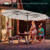 imageGiantex 15 FT Double Patio Umbrellas with 48 Solar LED Lights AutoCharging Panel Crank System Outdoor ExtraLarge Rectangle Market Table Umbrella for Garden Deck Backyard Beach PoolBeige