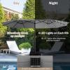 imageGiantex 15 FT Double Patio Umbrellas with 48 Solar LED Lights AutoCharging Panel Crank System Outdoor ExtraLarge Rectangle Market Table Umbrella for Garden Deck Backyard Beach PoolGray