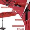 imageGiantex 15 FT Double Patio Umbrellas with 48 Solar LED Lights AutoCharging Panel Crank System Outdoor ExtraLarge Rectangle Market Table Umbrella for Garden Deck Backyard Beach PoolBurgundy