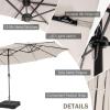 imageGiantex 15 FT Double Patio Umbrellas with 48 Solar LED Lights AutoCharging Panel Crank System Outdoor ExtraLarge Rectangle Market Table Umbrella for Garden Deck Backyard Beach PoolBeige