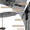 imageGiantex 15 FT Double Patio Umbrellas with 48 Solar LED Lights AutoCharging Panel Crank System Outdoor ExtraLarge Rectangle Market Table Umbrella for Garden Deck Backyard Beach PoolGray