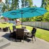 imageGiantex 15 FT Double Patio Umbrellas with 48 Solar LED Lights AutoCharging Panel Crank System Outdoor ExtraLarge Rectangle Market Table Umbrella for Garden Deck Backyard Beach PoolTurquoise