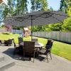 imageGiantex 15 FT Double Patio Umbrellas with 48 Solar LED Lights AutoCharging Panel Crank System Outdoor ExtraLarge Rectangle Market Table Umbrella for Garden Deck Backyard Beach PoolGray