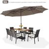 imageGiantex 15 FT Double Patio Umbrellas with 48 Solar LED Lights AutoCharging Panel Crank System Outdoor ExtraLarge Rectangle Market Table Umbrella for Garden Deck Backyard Beach PoolCoffee