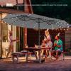 imageGiantex 15 FT Double Patio Umbrellas with 48 Solar LED Lights AutoCharging Panel Crank System Outdoor ExtraLarge Rectangle Market Table Umbrella for Garden Deck Backyard Beach PoolGray
