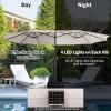 imageGiantex 15 FT Double Patio Umbrellas with 48 Solar LED Lights AutoCharging Panel Crank System Outdoor ExtraLarge Rectangle Market Table Umbrella for Garden Deck Backyard Beach PoolBeige