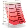 imageGiantex 15Drawers Rolling Storage Cart Mobile Book Paper Organizer Utility Trolley with Wheels Ideal for School Office Home