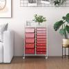 imageGiantex 15Drawers Rolling Storage Cart Mobile Book Paper Organizer Utility Trolley with Wheels Ideal for School Office Home