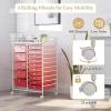 imageGiantex 15Drawers Rolling Storage Cart Mobile Book Paper Organizer Utility Trolley with Wheels Ideal for School Office Home