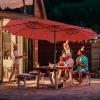 imageGiantex 15ft Large Outdoor Umbrella DoubleSided 48 Solar Lights AutoCharging Solar Panel Extra Large Patio Umbrella with Base and Crank Outdoor Market Umbrellas for Poolside GardenBurgundy