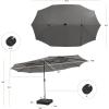 imageGiantex 15ft Large Outdoor Umbrella DoubleSided 48 Solar Lights AutoCharging Solar Panel Extra Large Patio Umbrella with Base and Crank Outdoor Market Umbrellas for Poolside GardenGray
