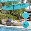 imageGiantex 15ft Large Outdoor Umbrella DoubleSided 48 Solar Lights AutoCharging Solar Panel Extra Large Patio Umbrella with Base and Crank Outdoor Market Umbrellas for Poolside GardenTurquoise