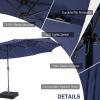 imageGiantex 15ft Large Outdoor Umbrella DoubleSided 48 Solar Lights AutoCharging Solar Panel Extra Large Patio Umbrella with Base and Crank Outdoor Market Umbrellas for Poolside GardenNavy