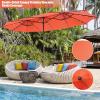imageGiantex 15ft Large Outdoor Umbrella DoubleSided 48 Solar Lights AutoCharging Solar Panel Extra Large Patio Umbrella with Base and Crank Outdoor Market Umbrellas for Poolside GardenOrange