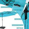 imageGiantex 15ft Large Outdoor Umbrella DoubleSided 48 Solar Lights AutoCharging Solar Panel Extra Large Patio Umbrella with Base and Crank Outdoor Market Umbrellas for Poolside GardenTurquoise