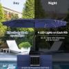 imageGiantex 15ft Large Outdoor Umbrella DoubleSided 48 Solar Lights AutoCharging Solar Panel Extra Large Patio Umbrella with Base and Crank Outdoor Market Umbrellas for Poolside GardenNavy