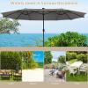 imageGiantex 15ft Large Outdoor Umbrella DoubleSided 48 Solar Lights AutoCharging Solar Panel Extra Large Patio Umbrella with Base and Crank Outdoor Market Umbrellas for Poolside GardenGray