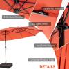 imageGiantex 15ft Large Outdoor Umbrella DoubleSided 48 Solar Lights AutoCharging Solar Panel Extra Large Patio Umbrella with Base and Crank Outdoor Market Umbrellas for Poolside GardenOrange