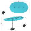 imageGiantex 15ft Large Outdoor Umbrella DoubleSided 48 Solar Lights AutoCharging Solar Panel Extra Large Patio Umbrella with Base and Crank Outdoor Market Umbrellas for Poolside GardenTurquoise