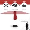 imageGiantex 15ft Large Outdoor Umbrella DoubleSided 48 Solar Lights AutoCharging Solar Panel Extra Large Patio Umbrella with Base and Crank Outdoor Market Umbrellas for Poolside GardenBurgundy