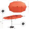 imageGiantex 15ft Large Outdoor Umbrella DoubleSided 48 Solar Lights AutoCharging Solar Panel Extra Large Patio Umbrella with Base and Crank Outdoor Market Umbrellas for Poolside GardenOrange