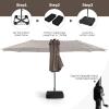 imageGiantex 15ft Large Outdoor Umbrella DoubleSided 48 Solar Lights AutoCharging Solar Panel Extra Large Patio Umbrella with Base and Crank Outdoor Market Umbrellas for Poolside GardenTan