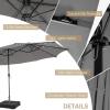 imageGiantex 15ft Large Outdoor Umbrella DoubleSided 48 Solar Lights AutoCharging Solar Panel Extra Large Patio Umbrella with Base and Crank Outdoor Market Umbrellas for Poolside GardenGray