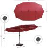 imageGiantex 15ft Large Outdoor Umbrella DoubleSided 48 Solar Lights AutoCharging Solar Panel Extra Large Patio Umbrella with Base and Crank Outdoor Market Umbrellas for Poolside GardenBurgundy