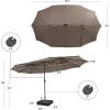 imageGiantex 15ft Large Outdoor Umbrella DoubleSided 48 Solar Lights AutoCharging Solar Panel Extra Large Patio Umbrella with Base and Crank Outdoor Market Umbrellas for Poolside GardenTan