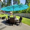 imageGiantex 15ft Large Outdoor Umbrella DoubleSided 48 Solar Lights AutoCharging Solar Panel Extra Large Patio Umbrella with Base and Crank Outdoor Market Umbrellas for Poolside GardenTurquoise