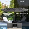 imageGiantex 15ft Large Outdoor Umbrella DoubleSided 48 Solar Lights AutoCharging Solar Panel Extra Large Patio Umbrella with Base and Crank Outdoor Market Umbrellas for Poolside GardenGray
