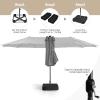 imageGiantex 15ft Large Outdoor Umbrella DoubleSided 48 Solar Lights AutoCharging Solar Panel Extra Large Patio Umbrella with Base and Crank Outdoor Market Umbrellas for Poolside GardenGray