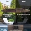 imageGiantex 15ft Large Outdoor Umbrella DoubleSided 48 Solar Lights AutoCharging Solar Panel Extra Large Patio Umbrella with Base and Crank Outdoor Market Umbrellas for Poolside GardenTan