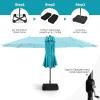 imageGiantex 15ft Large Outdoor Umbrella DoubleSided 48 Solar Lights AutoCharging Solar Panel Extra Large Patio Umbrella with Base and Crank Outdoor Market Umbrellas for Poolside GardenTurquoise