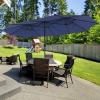 imageGiantex 15ft Large Outdoor Umbrella DoubleSided 48 Solar Lights AutoCharging Solar Panel Extra Large Patio Umbrella with Base and Crank Outdoor Market Umbrellas for Poolside GardenNavy