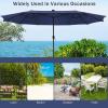imageGiantex 15ft Large Outdoor Umbrella DoubleSided 48 Solar Lights AutoCharging Solar Panel Extra Large Patio Umbrella with Base and Crank Outdoor Market Umbrellas for Poolside GardenNavy