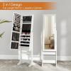 imageGiantex 2 LEDs Standing Jewelry Cabinet with Full Length Mirror Lockable Mirrored Jewelry Armoire with 2 Drawers 4 Adjustable Angles Jewelry Storage Organizer BrownWhite