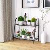 imageGiantex 2 Tier Metal Plant Stand Indoor Outdoor Plant Shelf Flower Rack Display Shelf Flower Pots Holder with Adjustable Feet for Garden Balcony Living Room 2tier 25 x 12 x 2452tier 25 x 12 x 245