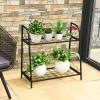 imageGiantex 2 Tier Metal Plant Stand Indoor Outdoor Plant Shelf Flower Rack Display Shelf Flower Pots Holder with Adjustable Feet for Garden Balcony Living Room 2tier 25 x 12 x 2452tier 25 x 12 x 245