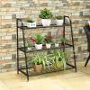 imageGiantex 2 Tier Metal Plant Stand Indoor Outdoor Plant Shelf Flower Rack Display Shelf Flower Pots Holder with Adjustable Feet for Garden Balcony Living Room 2tier 25 x 12 x 2453tier 32x 13 x 32