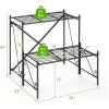 imageGiantex 2 Tier Stair Style Metal Plant Stand Flower Pot Display Holder with Widened Grid Rack Indoor Outdoor Multifunctional Storage Organizer Ladder Shelf for Garden Balcony Yard
