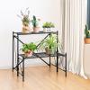 imageGiantex 2 Tier Stair Style Metal Plant Stand Flower Pot Display Holder with Widened Grid Rack Indoor Outdoor Multifunctional Storage Organizer Ladder Shelf for Garden Balcony Yard