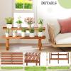 imageGiantex 2 Tier Wood Plant Stand Ladder Plant Shelf for Multiple Potted Plants with Teak Oil Finish Indoor ampamp Outdoor Flower Pot Holder Corner Display Rack for Balcony Living Room Garden