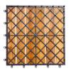 imageGiantex 27 PCS Interlocking Patio Deck Tiles 12 x 12in Acacia Hardwood Floor Tiles Tools Free Assembly 27 sq Ft Wood Composite Deck Flooring Pavers for Outdoor ampamp Indoor Checker Pattern10 PCS