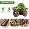 imageGiantex 3 Pieces Barrel Planter Wood Bucket Raised Beds for Plants Herbs Veggies Indoor Outdoor Decorative Planter Box with Drainage Holes 3 Sizes