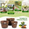 imageGiantex 3 Pieces Barrel Planter Wood Bucket Raised Beds for Plants Herbs Veggies Indoor Outdoor Decorative Planter Box with Drainage Holes 3 Sizes