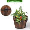 imageGiantex 3 Pieces Barrel Planter Wood Bucket Raised Beds for Plants Herbs Veggies Indoor Outdoor Decorative Planter Box with Drainage Holes 3 Sizes